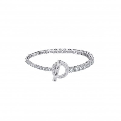 HERMÈS OT BUCKLE CUBIC ZIRCONIA STERLING SILVER BRACELET 